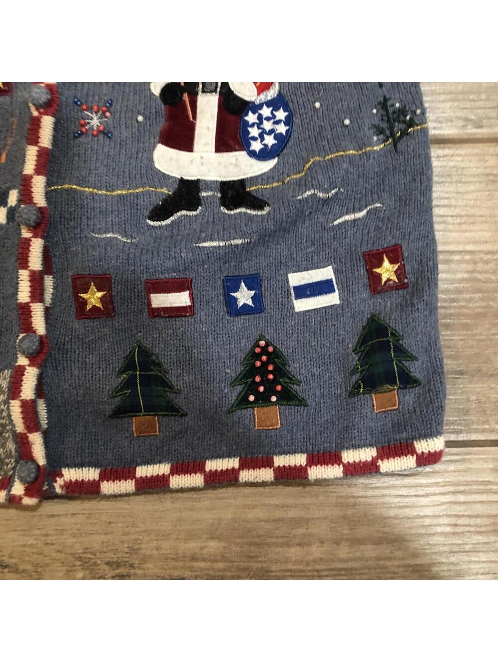 Planet Company Womens Sweater Vest Ugly Holiday Christmas Patriotic‎ USA Size M - Picture 5 of 12
